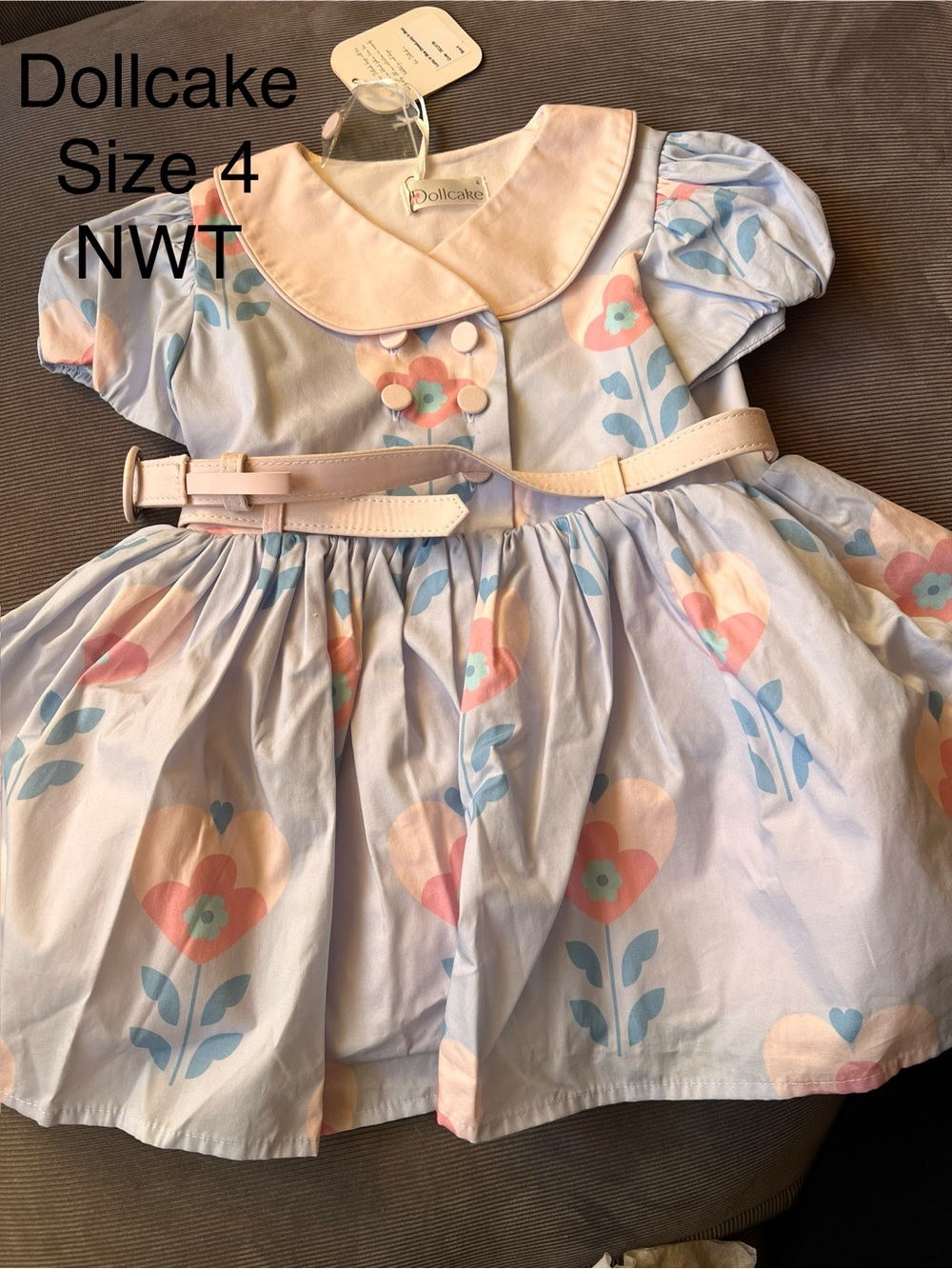 Dollcake Light Blue Dress with Pink and Peach Floral Print